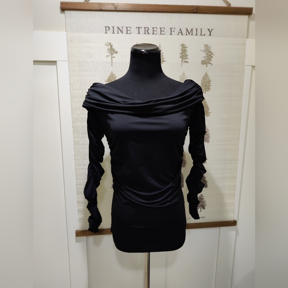 H&M Off the Shoulder Ruched Sleeve Blouse - Medium - Picture 4 of 7